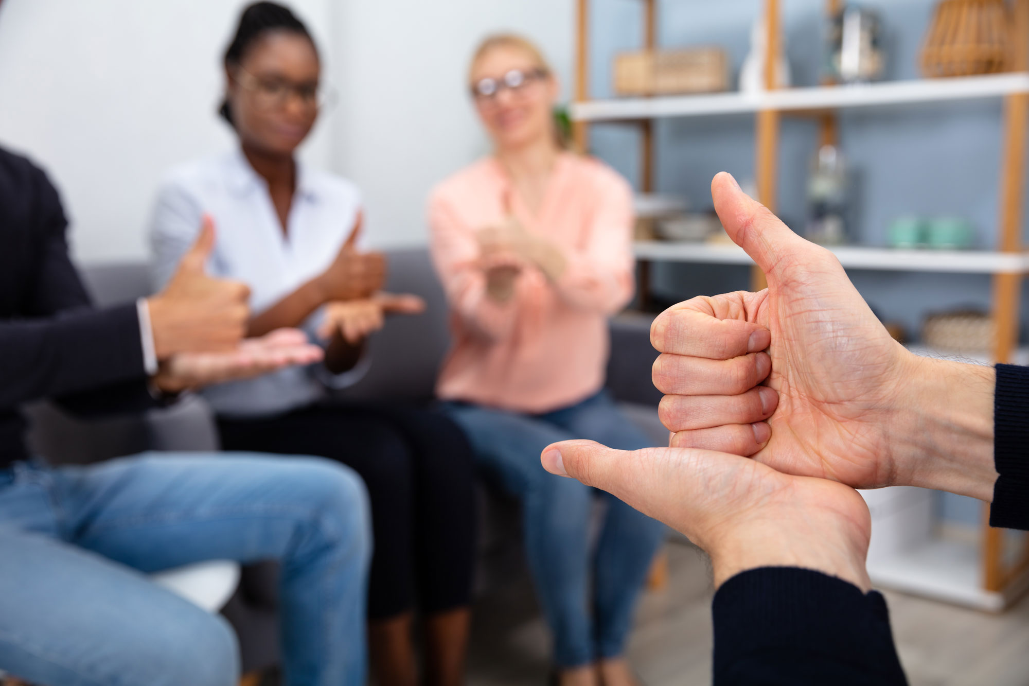 Person teaching sign language